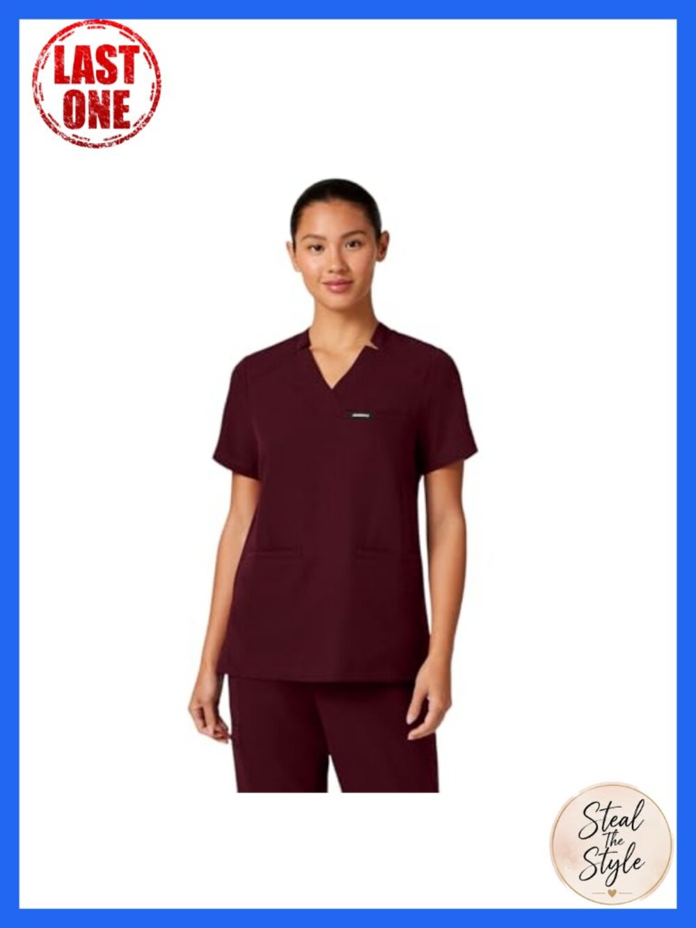JAANUU Helia Notched V-Neck Scrub Top 3-Pocket UltraLAST Woven Medical